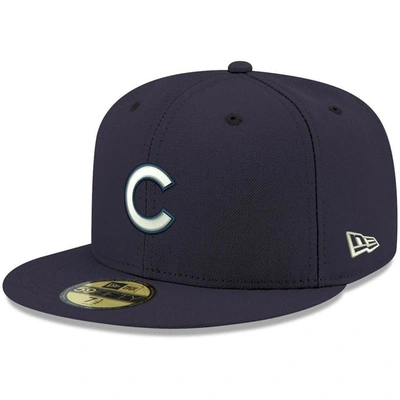 NEW ERA NEW ERA NAVY CHICAGO CUBS WHITE LOGO 59FIFTY FITTED HAT,70618554
