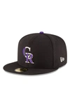 NEW ERA NEW ERA BLACK COLORADO ROCKIES AUTHENTIC COLLECTION ON FIELD 59FIFTY STRUCTURED HAT,70365295