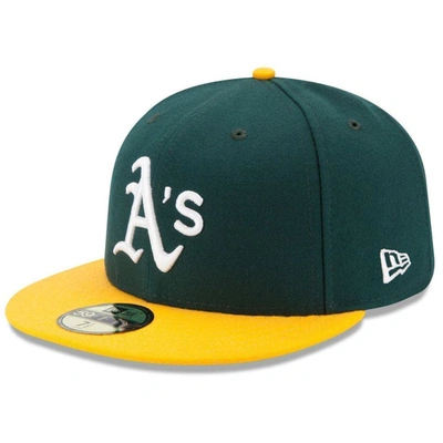 New Era Men's Green/yellow Oakland Athletics Home Authentic Collection On-field 59fifty Fitted Hat