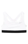 Nike Kids' Dri-fit Swoosh Sports Bra In White/ Pure Platinum