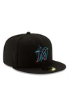 NEW ERA YOUTH NEW ERA BLACK MIAMI MARLINS 2019 AUTHENTIC COLLECTION ON-FIELD 59FIFTY FITTED HAT,70470392