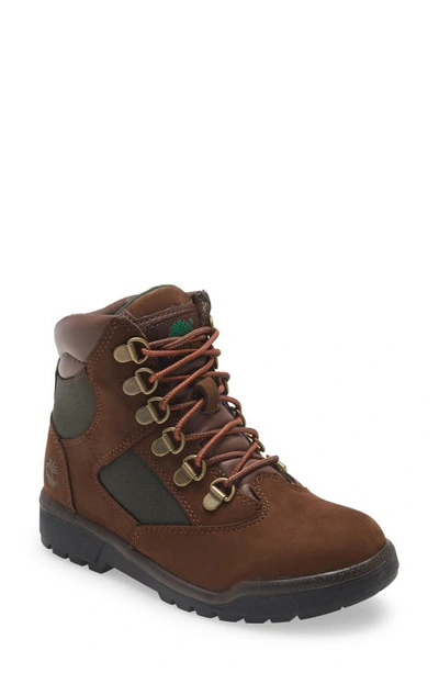 Timberland Kids' Mixed Media Field Boot In Brown/dark Olive