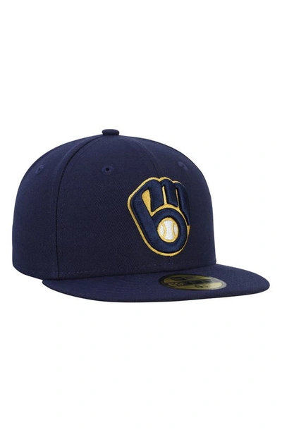 New Era Kids' Youth  Navy Milwaukee Brewers Authentic Collection On Field 59fifty Fitted Hat