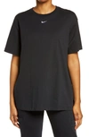 Nike Essential Embroidered Swoosh Cotton T-shirt In Black/ White