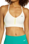 Nike Indy Mesh Inset Sports Bra In Pale Ivory/ Citron/ Black