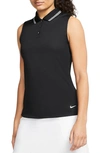 Nike Victory Dri-fit Sleeveless Polo In Black/ White/ White