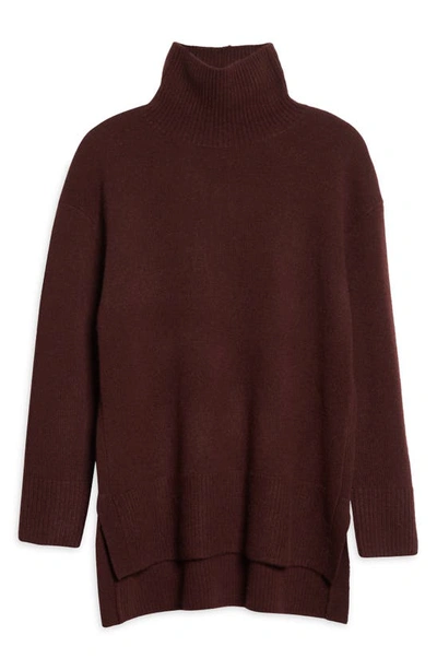 Nordstrom Signature Nordstrom Funnel Neck Cashmere Sweater In Brown Chocolate