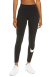 Nike Sportswear Swoosh Leggings In Black/ Lime Ice