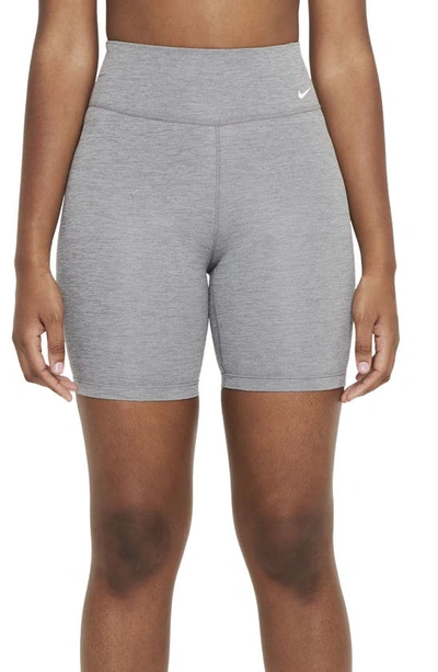 Nike One Mid-rise Bike Shorts In Iron Grey/ Heather/ White