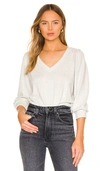 Michael Stars Gabriella V-neck Sweatshirt In Light Grey