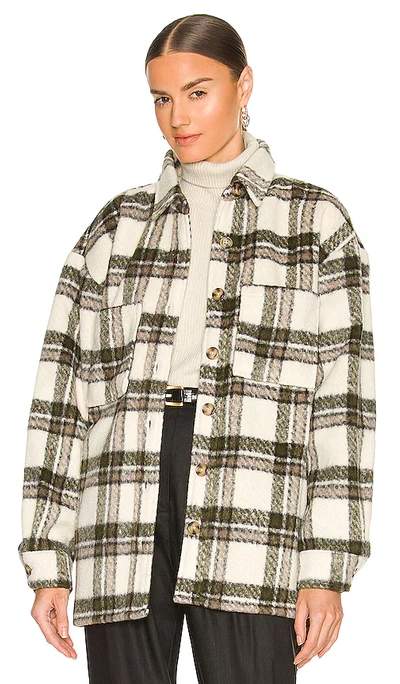 Bardot Checked Flannel Shirt Jacket In Beige Check