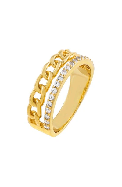 Adinas Jewels Women's Link X Pave Double Row Ring In Gold