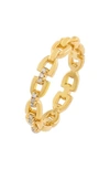 ADINAS JEWELS CUBIC ZIRCONIA CHAIN LINK RING,R79038GLD-7-638
