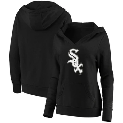 Fanatics Plus Size Black Chicago White Sox Official Logo Crossover V-neck Pullover Hoodie