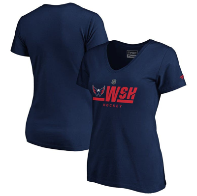 Fanatics Women's  Branded Navy Washington Capitals Authentic Pro Secondary Logo V-neck T-shirt
