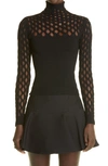 Valentino Net Mock Neck Sweater In Nero