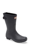 Hunter Original Short Back Adjustable Rain Boot In Black/ Black Ice