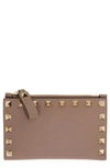 Valentino Garavani Rockstud Zip Coin & Card Pouch In Poudre