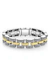 Lagos 18k Yellow Gold & Sterling Silver High Bar Link Bracelet In Two-tone