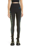 Versace Black & Blue Greca Signature Sport Leggings In Black Print