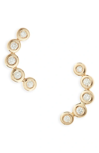Dana Rebecca Designs Lulu Jack Curved Diamond Bezel Stud Earrings In Yellow Gold