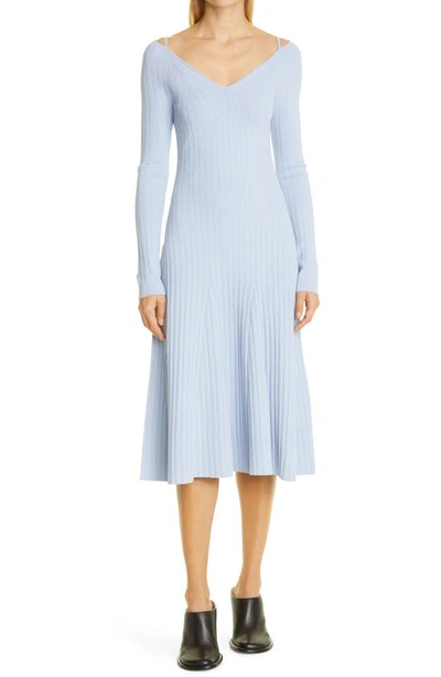 Proenza Schouler White Label Lightweight Rib Knit V-neck Dress In Blue