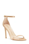 Stuart Weitzman Nudistcurve Patent Ankle-strap Sandals In Adobe