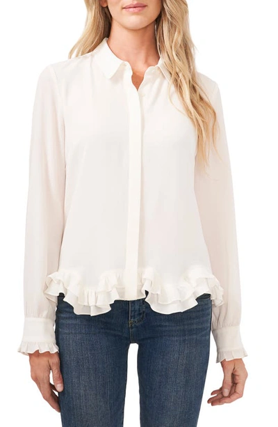 Cece Ruffle Blouse In Soft Ecru