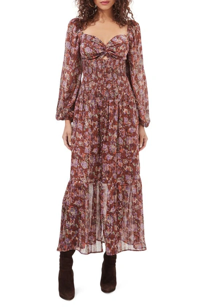 Astr Arlette Maxi Dress In Brown Lavender Multi Fl