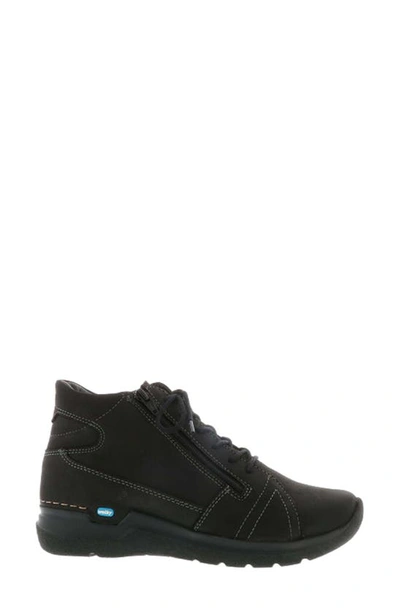 Wolky Why Waterproof High Top Sneaker In Black Nubuck