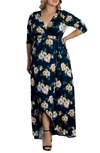 Kiyonna Meadow Dream Wrap Maxi Dress In Exotic Blooms