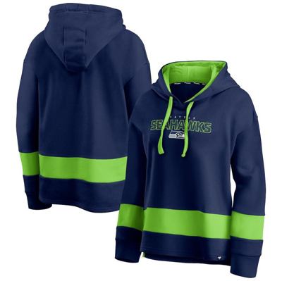 Fanatics Branded College Navy/neon Green Seattle Seahawks Colors Of Pride Colorblock Pullover Hoodie In Navy,neon Green