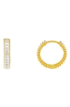 Adinas Jewels Thin Imitation Pearl Huggie Earrings In 14k Gold Plated Over Sterling Silver In Gold