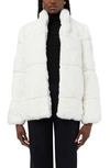 Apparis Skylar Faux Fur Tiered Short Coat In Ivory