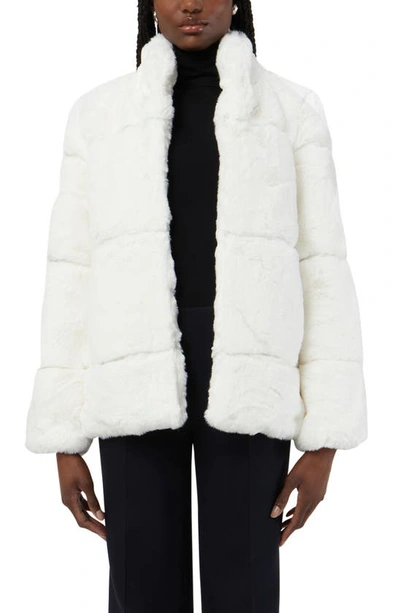 Apparis Skylar Faux Fur Tiered Short Coat In White