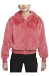 Nike Women's  Sportswear Essentials Faux Fur Jacket In Gypsy Rose,black