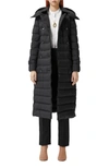 BURBERRY ASHWICK DOUBLE BREASTED QUILTED DOWN COAT WITH REMOVABLE HOOD,8045023