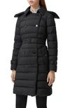 BURBERRY ASHWICK DOUBLE BREASTED QUILTED DOWN COAT WITH REMOVABLE HOOD,8044680