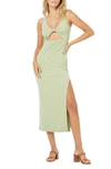 L*space Nico Cutout Cover-up Rib Dress In Light Olive