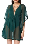 Bleu By Rod Beattie Pompom Cover-up Caftan In Palm