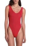 Bound By Bond-eye The Mara Ribbed One-piece Swimsuit In Baywatch Red