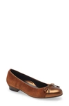 Ara Belinda Ballet Flat In Bronze Gauchosoft/ Nuts Velour