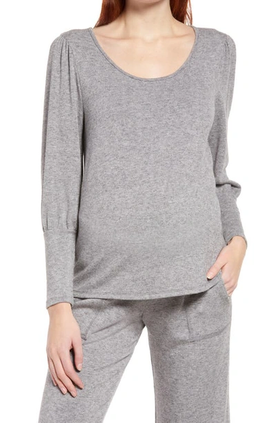 Maternal America Scoop Neck Maternity Top In Heather Charcoal