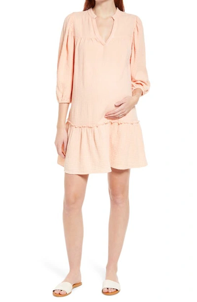 Maternal America N Maternity Swing Dress In Peach
