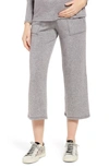 Maternal America Wide Leg Crop Maternity Pants In Heather Charcoal