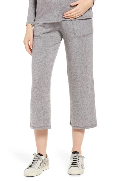 Maternal America Wide Leg Crop Maternity Pants In Heather Charcoal