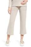 Maternal America Wide Leg Crop Maternity Pants In Oatmeal