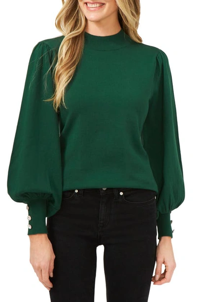 Cece Mock Neck Sweater In Alpine Green