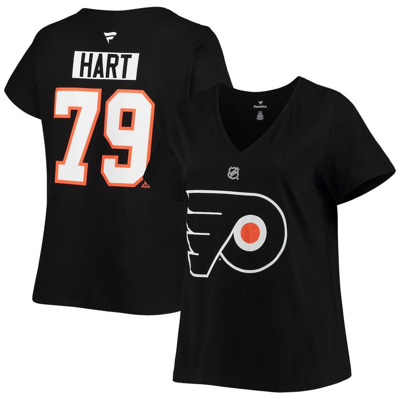 Fanatics Women's  Carter Hart Black Philadelphia Flyers Plus Size Name And Number V-neck T-shirt