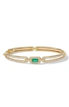David Yurman Stax Single Link Bracelet In 18k Yellow Gold With Emerald And Pave Diamonds In Yellow Gold